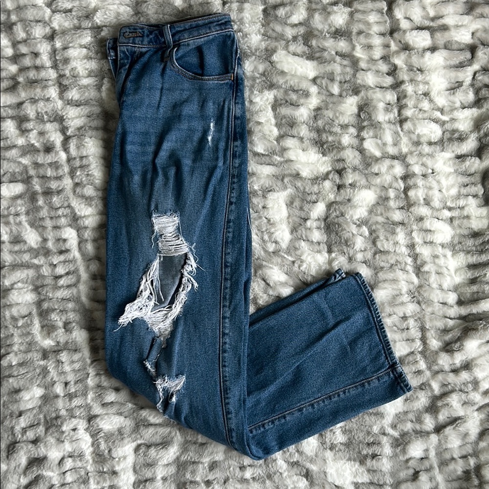 Distressed Blue Jeans